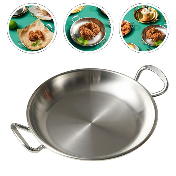 OFFIGAM Stainless Dish With Handle Snack Bowl Silver Double Handle For Weddings 1Pcs