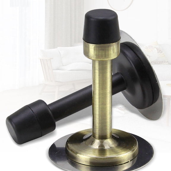 OFFIGAM Stainless Doorstop Black Rubber Buffer Wall Mount Wear-Resistant 2Pcs