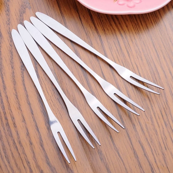 OFFIGAM 6-Piece Stainless Steel Mini Two-Prong Forks Set 12cm for Appetizers, Salads, Desserts, Party Tableware, Dishwasher Safe