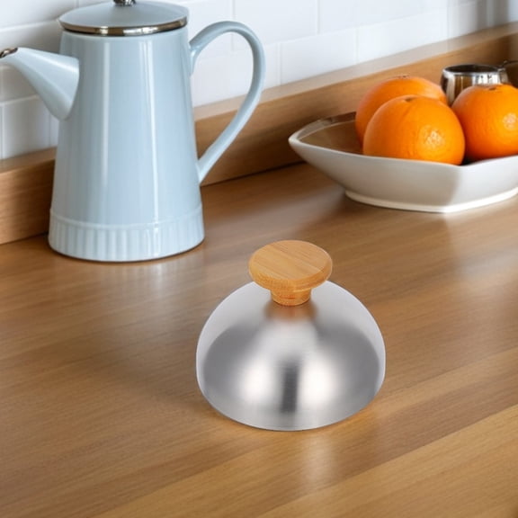 OFFIGAM Stainless Steel Burger Cover Dome for Melting Cheese and Steaming Vegetables Food Safe Silver 9.5 Inch