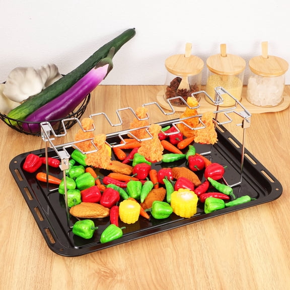 OFFIGAM Foldable Stainless Steel Chicken Wing and Leg Rack for Kitchen Use, Plated Cooking Accessory