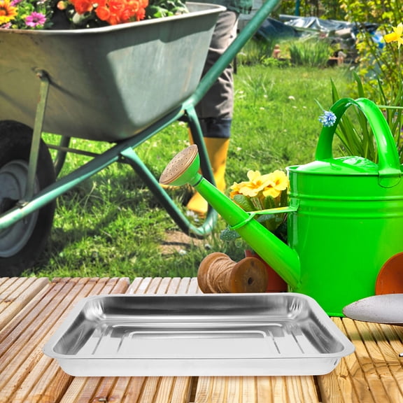 OFFIGAM Stainless Steel Plant Drip Trays, Set of 6 Portable Water Catchment Trays for Care