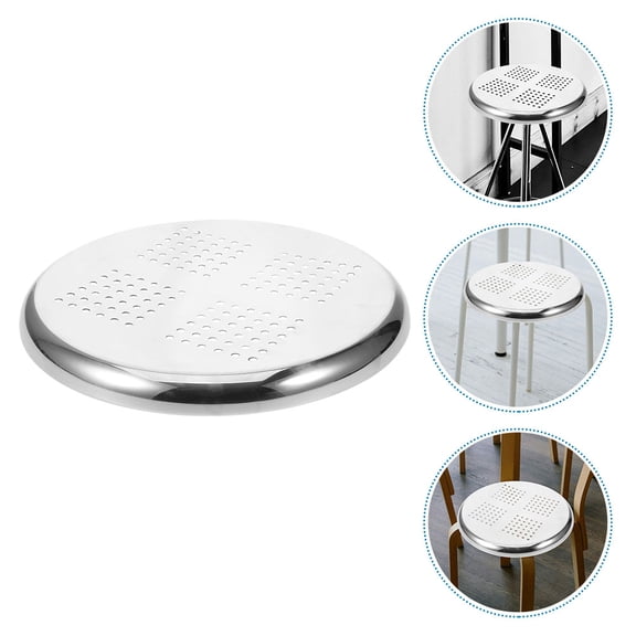OFFIGAM Canteen Stool Metal Seat Outdoor Round Seat Cushion Silver 1Pcs