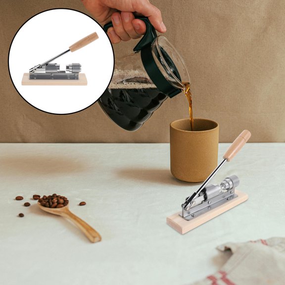 OFFIGAM Stainless Steel Walnut Cracker with Wooden Stand and Easy Shell Removal Tool