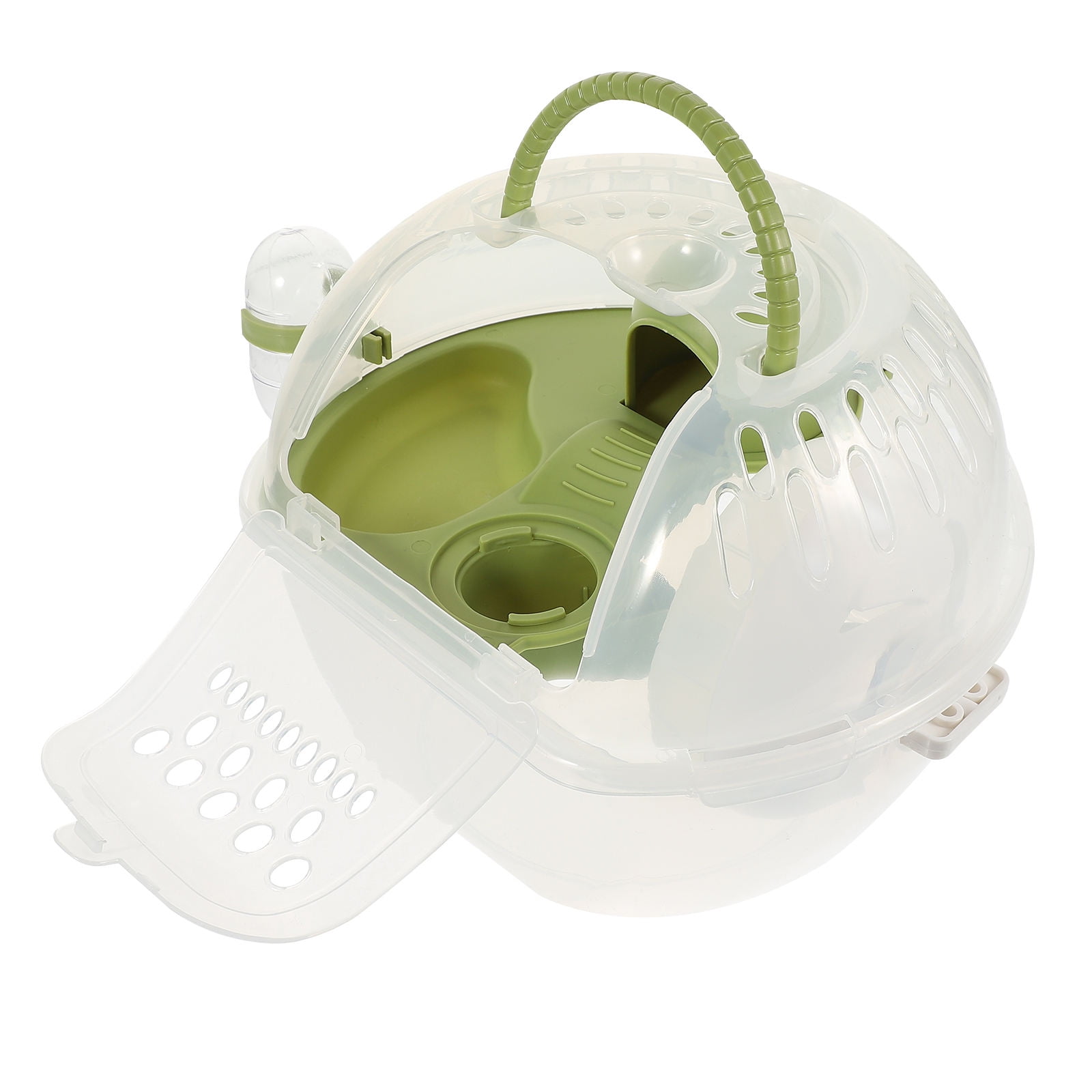 OFFIGAM Green Hamster Travel Carrier Plastic Pet Cage Compact Comfortable for Outdoor Adventures