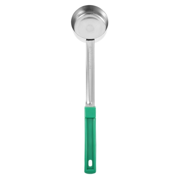 OFFIGAM Stainless Steel Serving Spoon with Green Handle for Cooking, Portioning, and Kitchen Use, 1 Piece Utensil