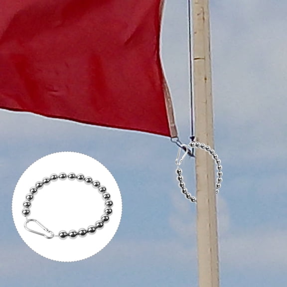 OFFIGAM Stainless Steel Flagpole Beads Chain Plated Silver Weighted Design for Secure Flag