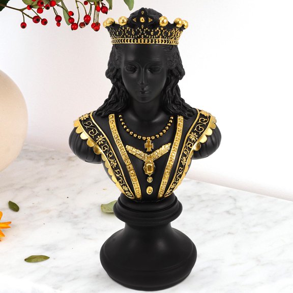 OFFIGAM Black Resin Chess Statue Decorative Figurine for Home and Office, Unique Desk Ornament