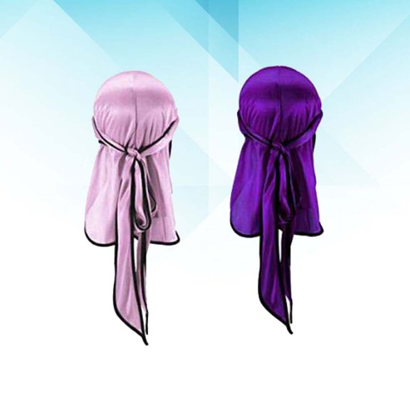 OFFIGAM Stylish Silky turban Headscarf for Women's Purple Soft Silk Fabric Hair Scarf One Size Fits All Elastic Comfortable Decoration Use