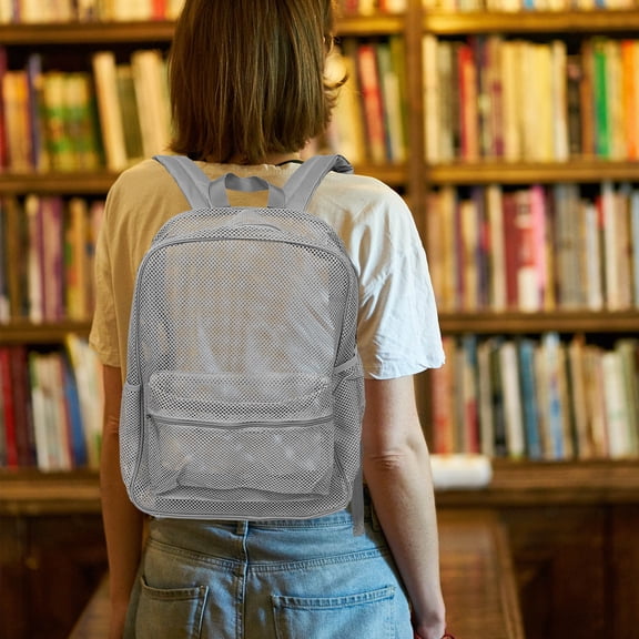 OFFIGAM Grey Lightweight Breathable Mesh Backpack with Cushioned Support for Travel, Hiking, Beach, and Daily Use