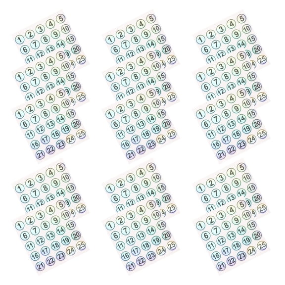 OFFIGAM 15 Sheets Number Stickers for Labeling Multi PVC Tear-Proof for Cups Containers Bottles