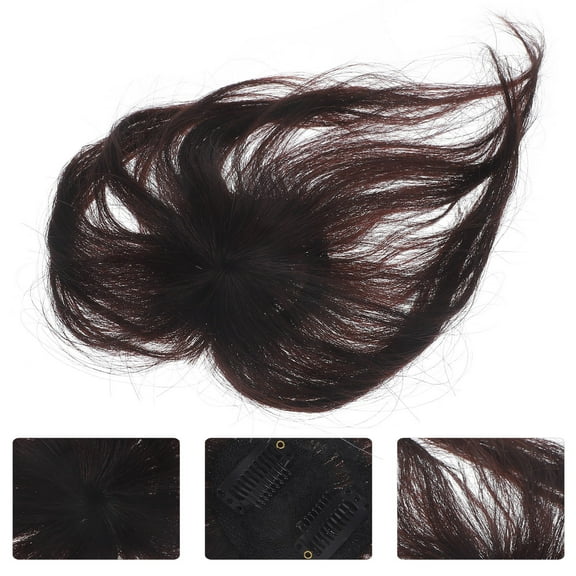 OFFIGAM Thin Hair Toppers for Women Brown Human Hair Hairpiece Natural Look Lightweight 1 Set