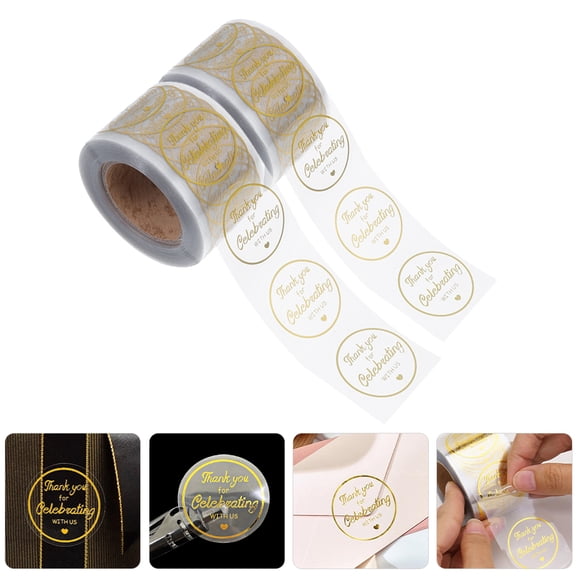 OFFIGAM Transparent Round Thank You Sealing Stickers with Plated Gold Foil for DIY Projects