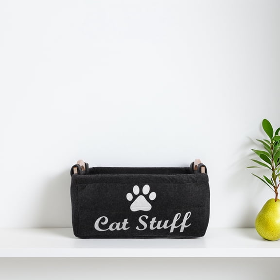 OFFIGAM Transportable Storage Container For Living Room Black Felt 1Set