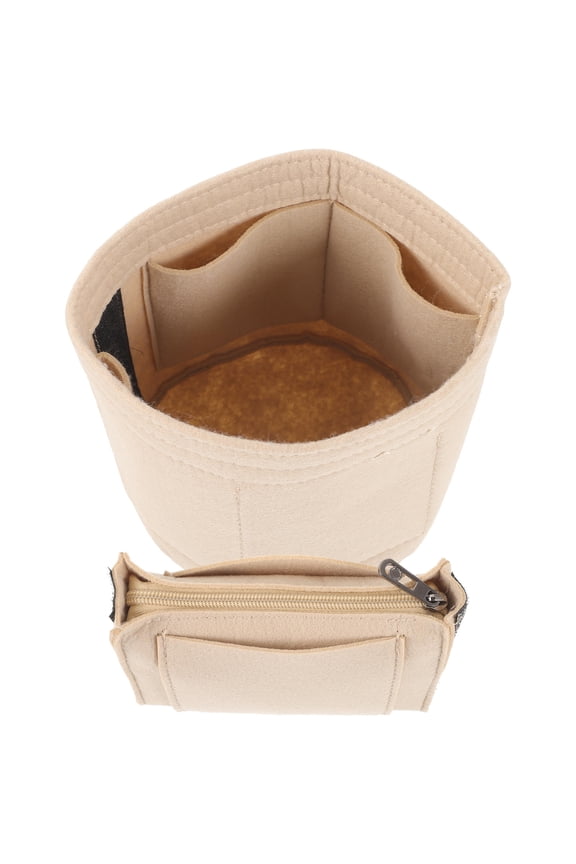 Felt Tote Bag Organizer Insert for Cosmetics and Small Sundries Beige