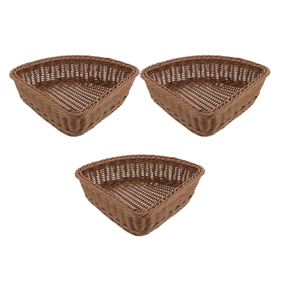 OFFIGAM Triangle Fan-shaped Corner Storage Basket with Metal Frame 3pcs