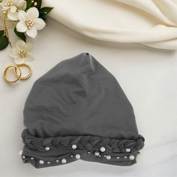 OFFIGAM Turban Hat For Women Muslim Hijab Cap Stretchy Grey 1Pack For Daily Wear And Prayer