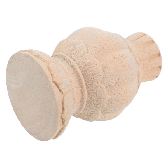 OFFIGAM Unfinished Wooden Finials for Crafts and Staircase Posts with Khaki Lotus Carving