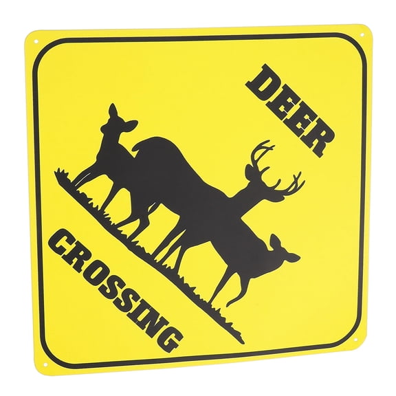 OFFIGAM Unique Yellow Metal Deer Sign Square Design Easy Mounting for Yard Fence Or Shed