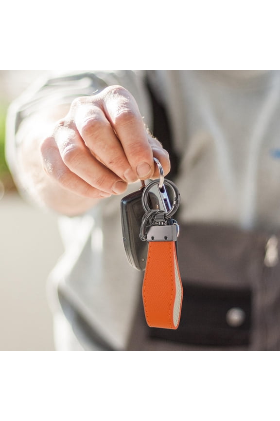 Heavy Duty Metal Car Fob Holder Keychain in Orange Stylish and Nonslip Grip for Daily Use