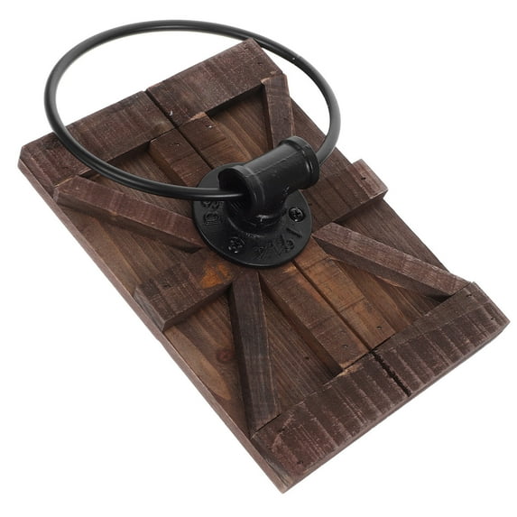 OFFIGAM Rustic Wooden Iron Wall-Mounted Towel Holder for Home Bathroom Kitchen, 17.5 x 6.5 Inches Design