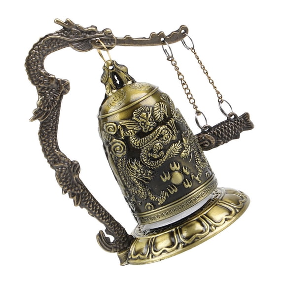 OFFIGAM Chinese Style Dragon Bell Ornament Bronze 1Pack Desktop Ornament