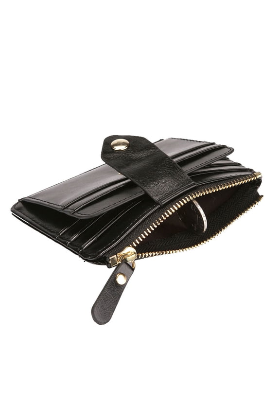 Wallet With Zip Black PU 1Pcs Sleek Card Holding For Business Meetings