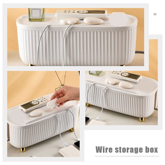 OFFIGAM White ABS Cable Management Box for Home with Lid Power Cable Storage and Organizer