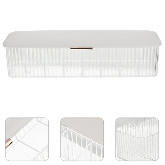 OFFIGAM White Cable Storage Box with Transparent Lid and Separate Grids for Organized Cords