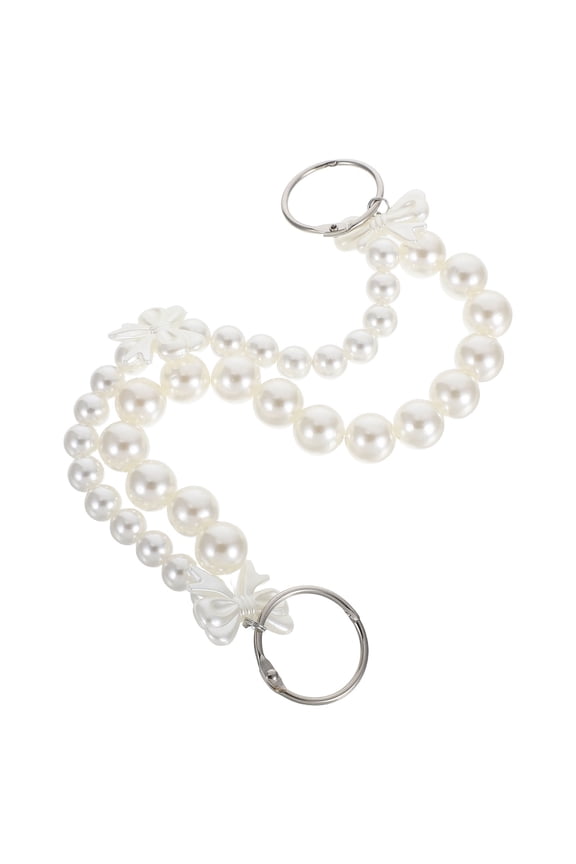 White Faux Bow Pendant Bag Hanging Decoration Purse Strap Accessory