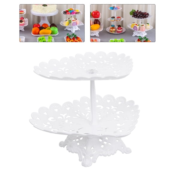 OFFIGAM White Heart Shaped Dessert Holder with Multilayer Cake Display Rack for Party Snack Storage