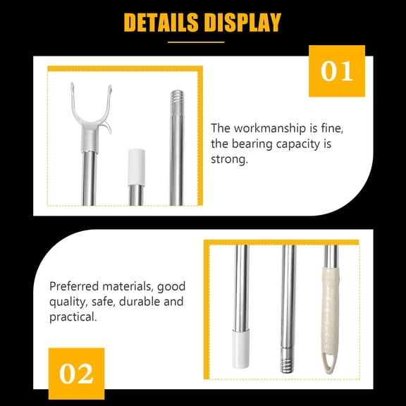 OFFIGAM White Household Clothes Drying Rod with Adjustable Length and Sturdy Alloy Construction