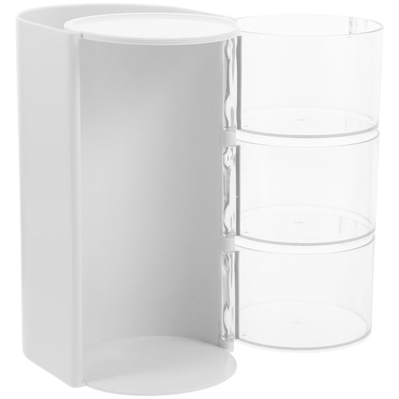 OFFIGAM White Plastic Makeup Organizer Rotating Vanity Table Storage