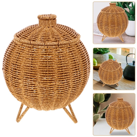 OFFIGAM Home Storage Basket Light Brown Woven Organizer Decorative Holder for Snacks Fruits Bread