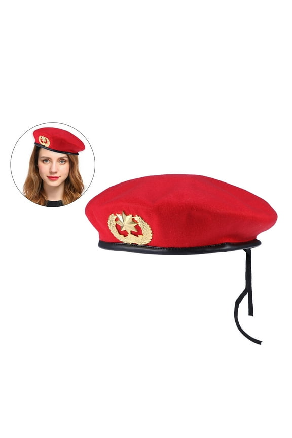 Women's Wool Beret Hat French Style Pointed Star Woolen Cap Sailor Beret for Square Dancing