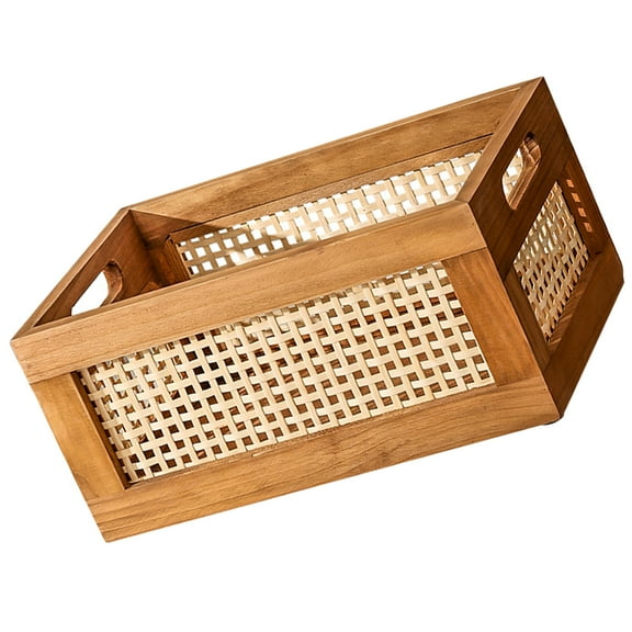 OFFIGAM Woven Storage Basket Bin Light Brown Organizer Container for Home Office Kitchen 1 Set