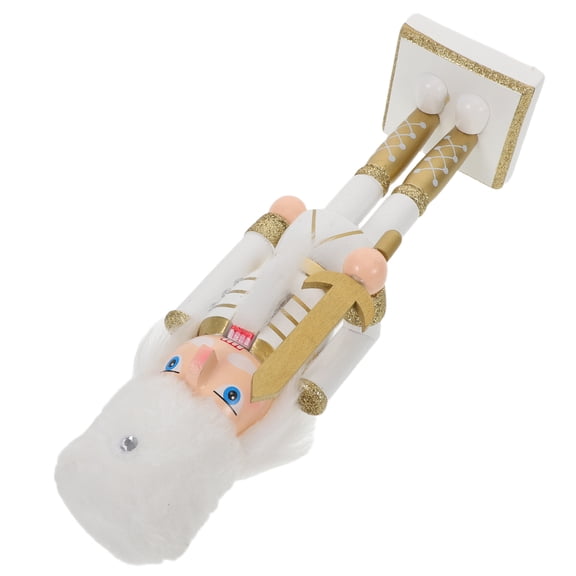 OFFIGAM Wooden Nutcracker Soldier Figurine in White for Christmas Tree and Fireplace Mantel Decoration