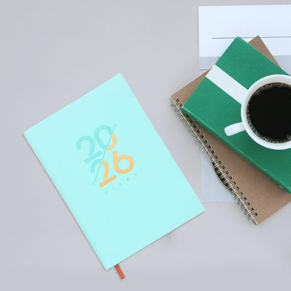 OFFIGAM 2026 Daily Planner Green PU Smooth Writing Portable Schedule Book