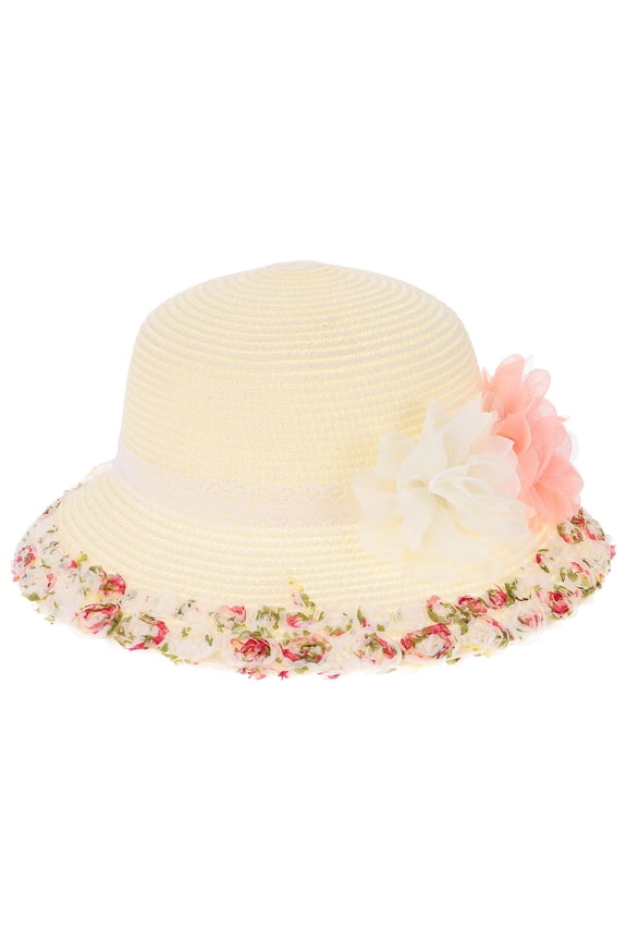 Beige Sailing Straw Hat with Wide Floppy Brim for Sun and Comfortable Outdoor Wear