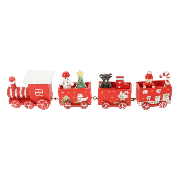 OFFIGAM Wooden Xmas Train Ornament, Festive Little Decoration for Table, Holiday Decor 1 Piece