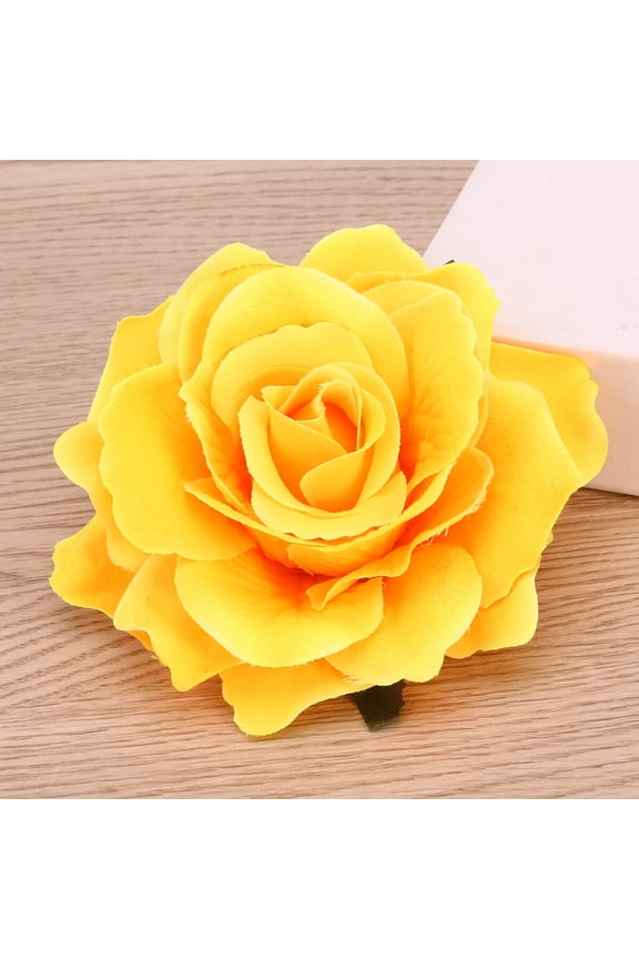 Yellow Rose Hair Clip and Brooch Pin Floral Headpiece for Party Wedding and Prom Use
