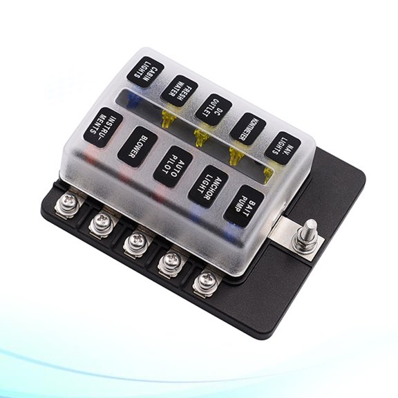 OFFIGAM Auto Fuse Block with Transparent Cover, Fuse Holder for Vehicle Maintenance and Electrical , 1 Set