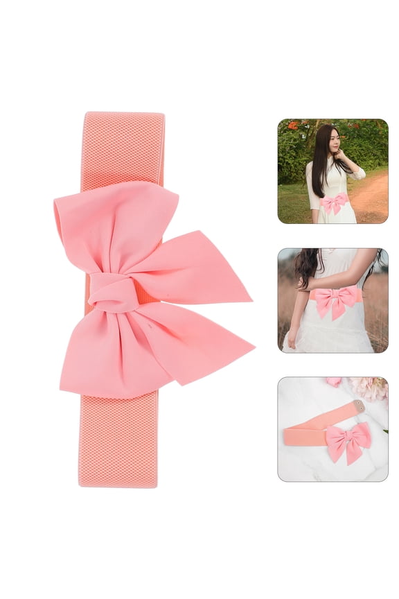 Women's Elastic Bow Belt Set in Vintage Fabric with Alloy Buckle for Stylish and Versatile Dressing