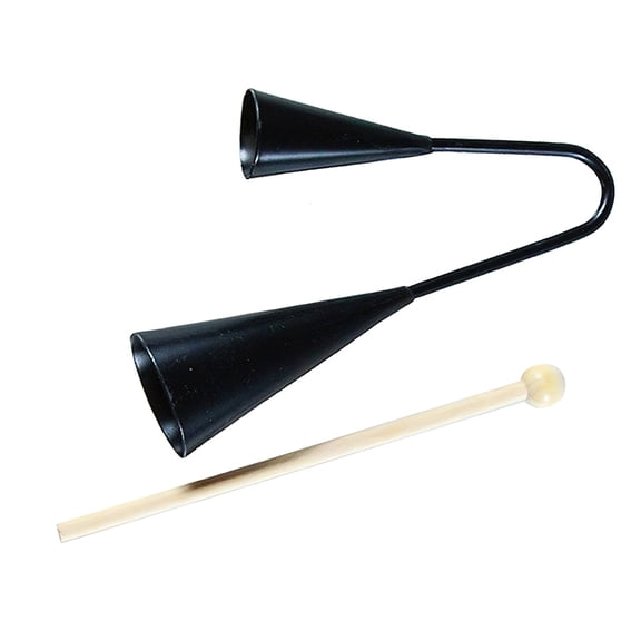 OFFIGAM Black Handheld Agogo Bell Set, Traditional High-Pitched Agogo Bells for Music, Rhythm, and Percussion Practice