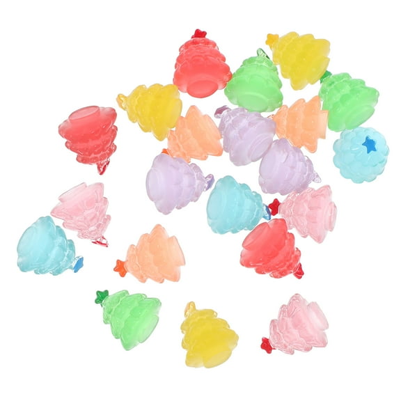 OFFIGAM Glow in the Dark Christmas Tree Decorations Resin Figurines Set of 21 Multi-Color Festive Tabletop Holiday Decor