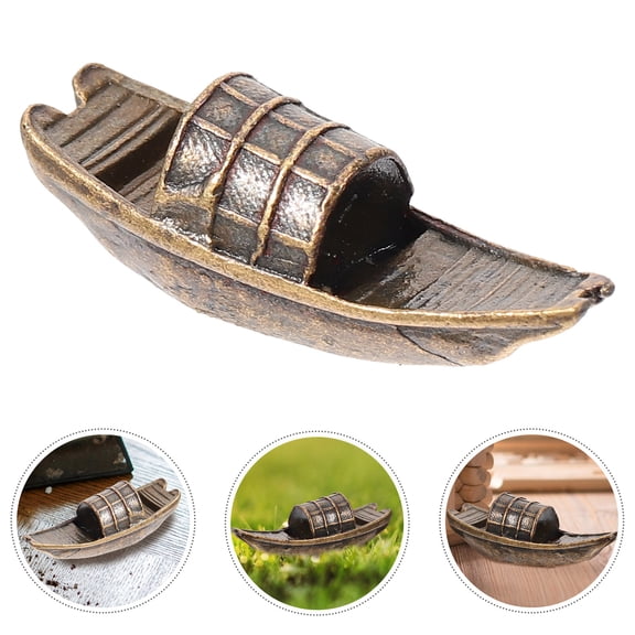 OFFIGAM Mini Boat Decor Miniature Copper Boat Figurine Wear Resistance 1Pack