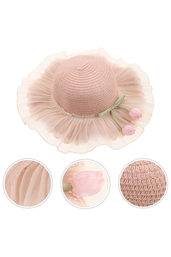 sun hats Straw Sun Hat Pink 1Pcs Breathable Wide Brim for Picnics