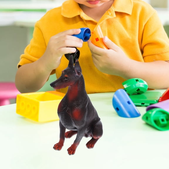 OFFIGAM Brown Dog Figurine Model Plastic 1 Set for Home Decoration Collectible Pet Statue