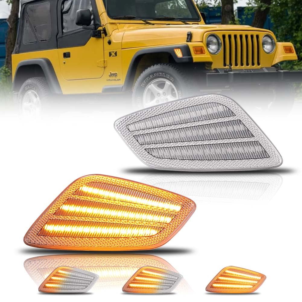 Front Clear Parking & Side Marker Lamp Kit for 97-06 Jeep TJ Wrangler RT Off Road