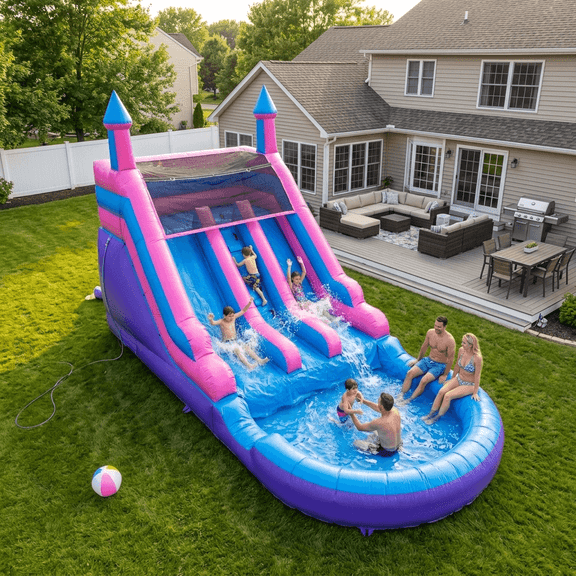 OFFMUST 21FT(L) Commercial Inflatable Water Slide for Adults Kids, Dual Lane with Big Splash Pool Blower Included